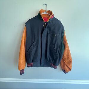 Gant Vintage Varsity Coat jacket size Medium M Wool leather arms men’s